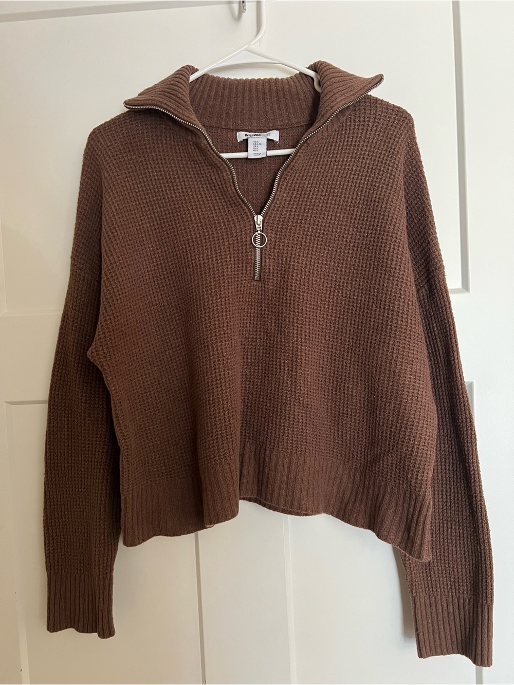 William Rast Marl-Knit 1/4 Zip Cropped Sweater